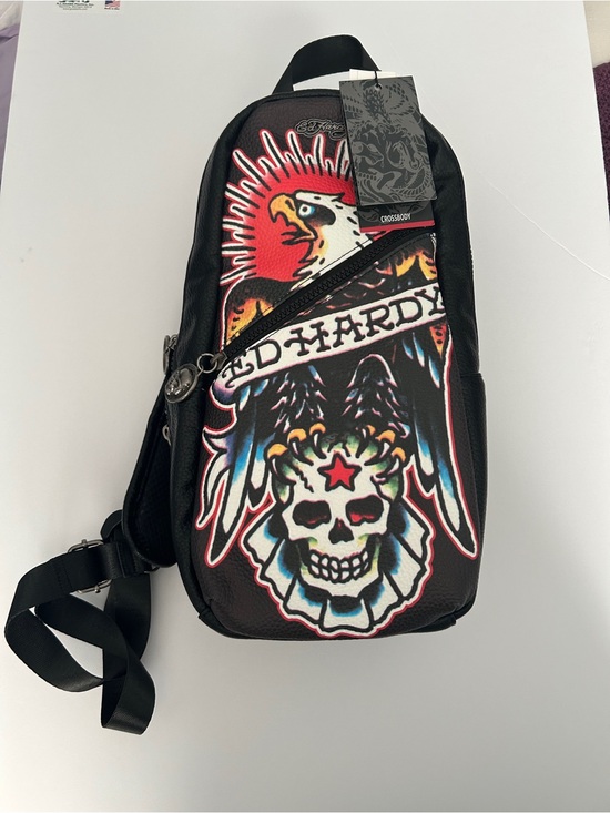 Ed Hardy Other - Ed Hardy Black Sling Bag with Multicolor Eagle & Skull Graphic